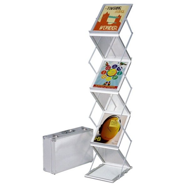 Porte brochures zig-zag aluminium pliable A4